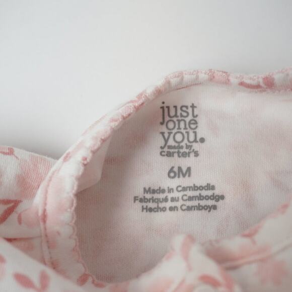 Carter's 2-Piece Convertible Snap Romper & Hat Set White Pink Floral Print (6m) - Picture 4 of 7